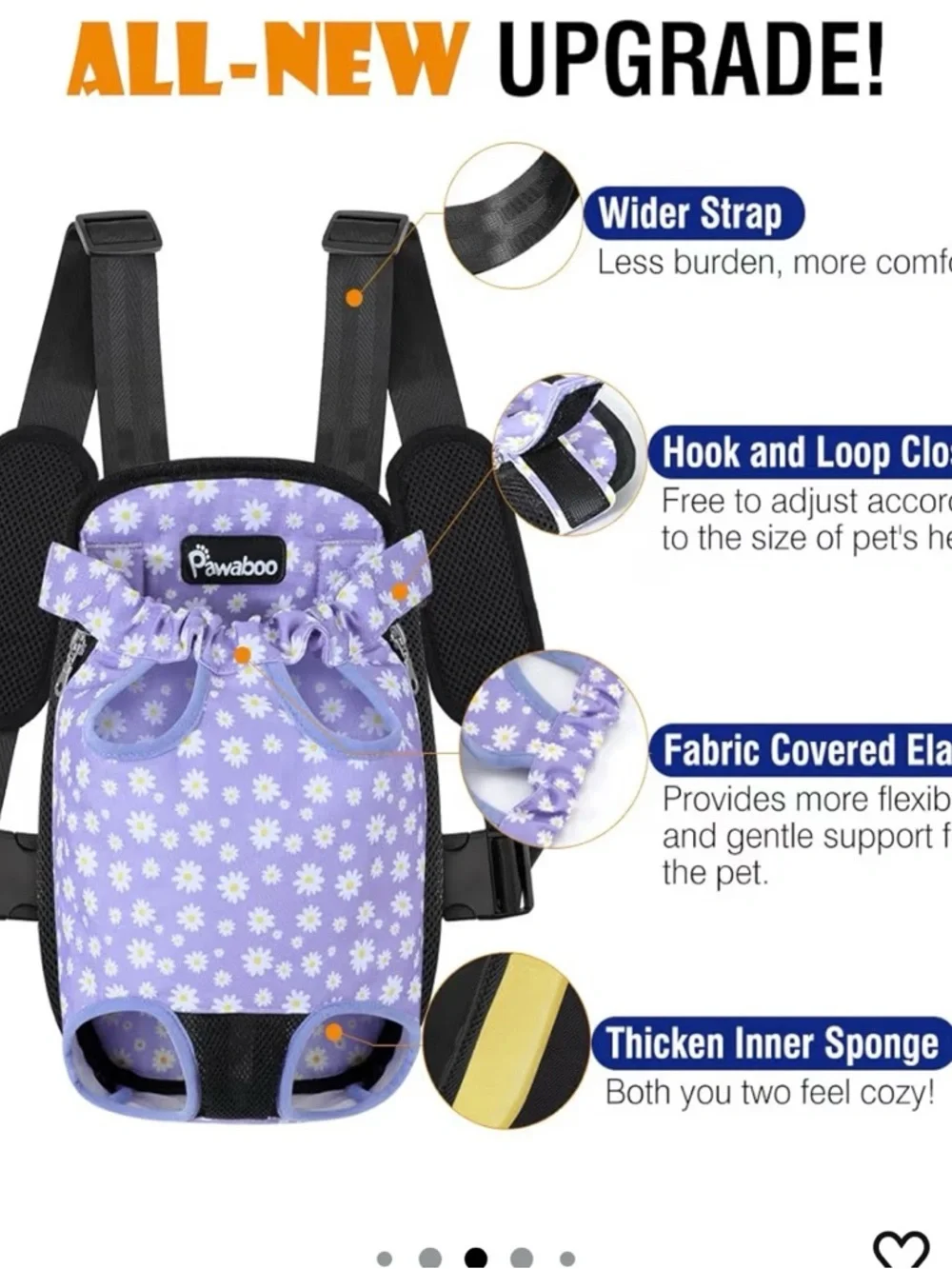 NWT Pawaboo Adjustable Dog Carrier BackpacK Pet Front Cat Travel Bag Dog purple